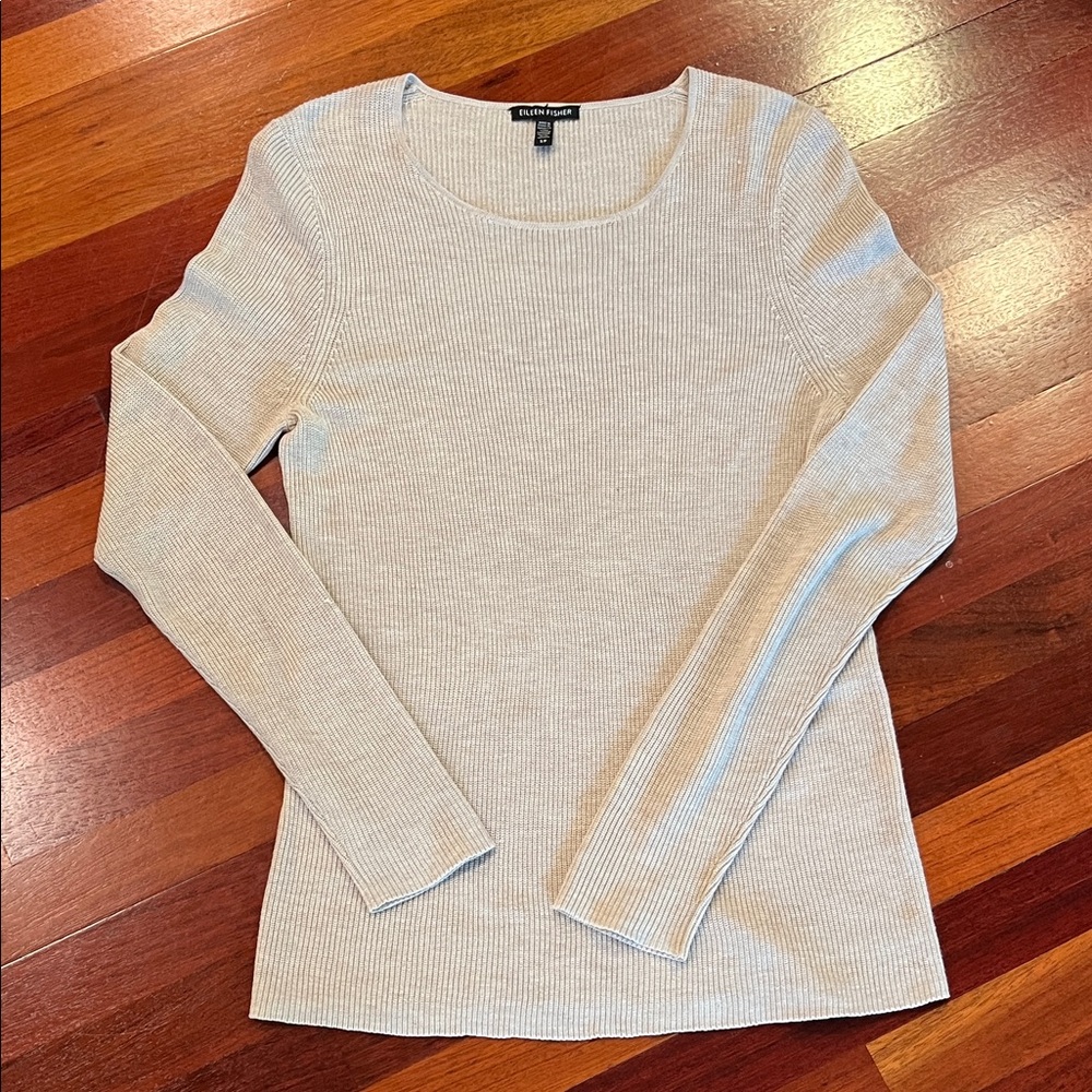 Eileen Fisher Ribbed Light Beige Sweater Top